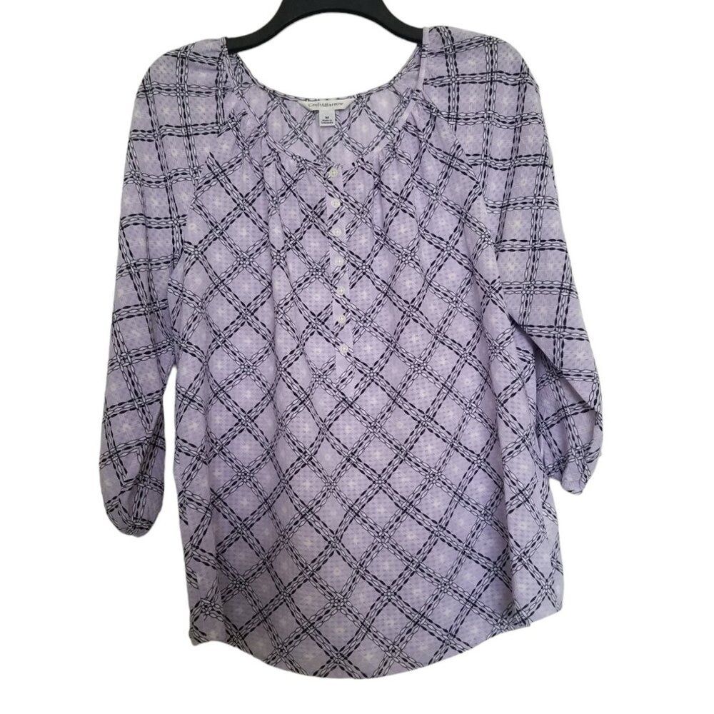 Croft&Barrow  Ladies Lavender & Black Pullover Blouse - Size Medium